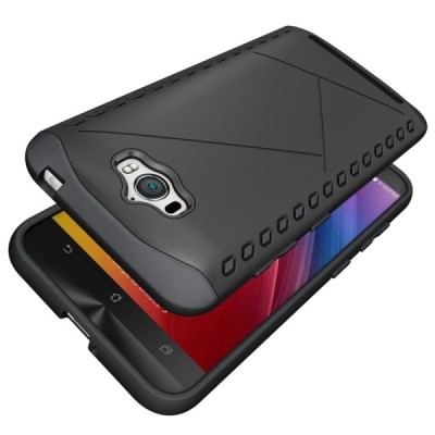 Sustiprintos apsaugos Asus Zenfone Max (ZC550KL) juodas kieto silikono (TPU) ir plastiko dėklas / Priedai.lt