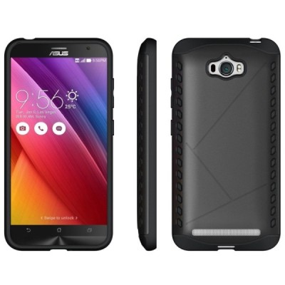 Sustiprintos apsaugos Asus Zenfone Max (ZC550KL) juodas kieto silikono (TPU) ir plastiko dėklas / Priedai.lt