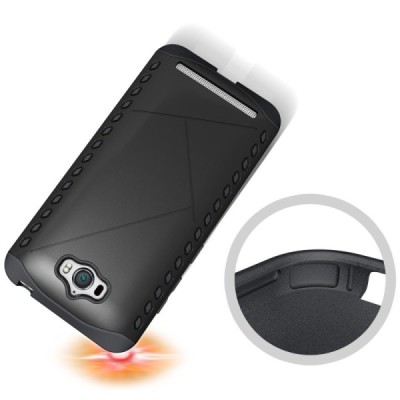 Sustiprintos apsaugos Asus Zenfone Max (ZC550KL) juodas kieto silikono (TPU) ir plastiko dėklas / Priedai.lt