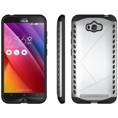 Sustiprintos apsaugos Asus Zenfone Max (ZC550KL) sidabrinis kieto silikono (TPU) ir plastiko dėklas / Priedai.lt