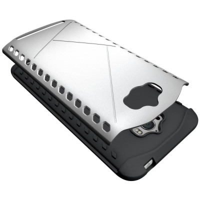 Sustiprintos apsaugos Asus Zenfone Max (ZC550KL) sidabrinis kieto silikono (TPU) ir plastiko dėklas / Priedai.lt