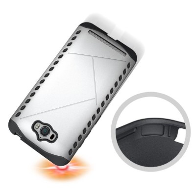 Sustiprintos apsaugos Asus Zenfone Max (ZC550KL) sidabrinis kieto silikono (TPU) ir plastiko dėklas / Priedai.lt