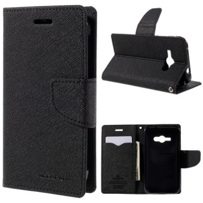 Samsung Galaxy J1 Ace (J110) Mercury atvērams melns maciņš (maks) / Vacins.lv