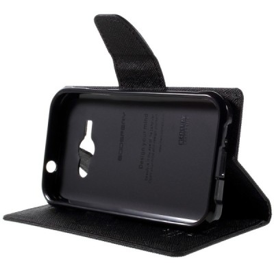 Samsung Galaxy J1 Ace (J110) Mercury atvērams melns maciņš (maks) / Vacins.lv