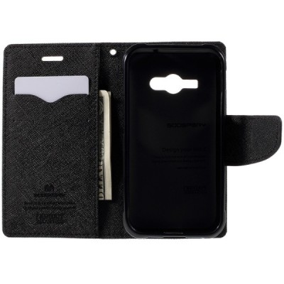 Samsung Galaxy J1 Ace (J110) Mercury atvērams melns maciņš (maks) / Vacins.lv