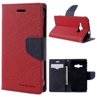 Samsung Galaxy J1 Ace (J110) Mercury atvērams sarkans maciņš (maks) / Vacins.lv