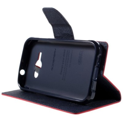 Samsung Galaxy J1 Ace (J110) Mercury atvērams sarkans maciņš (maks) / Vacins.lv