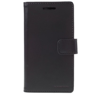 Mercury Blue Moon Samsung Galaxy J1 Ace (J110) atvērams melns ādas maciņš / Vacins.lv