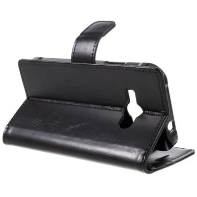 Mercury Blue Moon Samsung Galaxy J1 Ace (J110) atvērams melns ādas maciņš / Vacins.lv