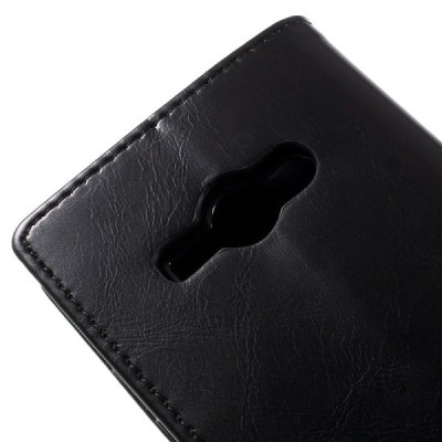 Mercury Blue Moon Samsung Galaxy J1 Ace (J110) atvērams melns ādas maciņš / Vacins.lv