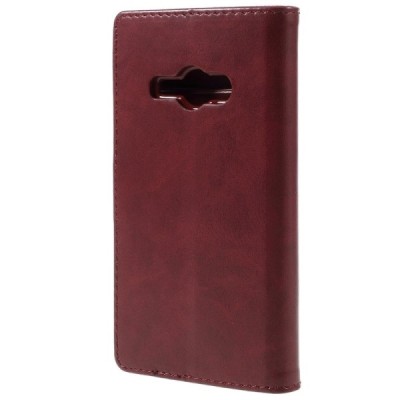 Mercury Blue Moon Samsung Galaxy J1 Ace (J110) atvērams bordo ādas maciņš / Vacins.lv