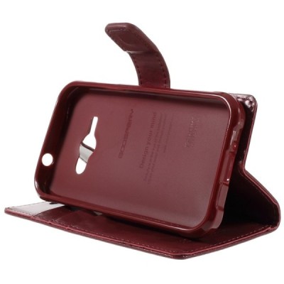 Mercury Blue Moon Samsung Galaxy J1 Ace (J110) atvērams bordo ādas maciņš / Vacins.lv