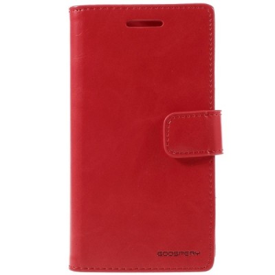 Mercury Blue Moon Samsung Galaxy J1 Ace (J110) atvērams sarkans ādas maciņš / Vacins.lv