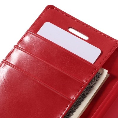 Mercury Blue Moon Samsung Galaxy J1 Ace (J110) atvērams sarkans ādas maciņš / Vacins.lv