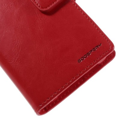 Mercury Blue Moon Samsung Galaxy J1 Ace (J110) atvērams sarkans ādas maciņš / Vacins.lv