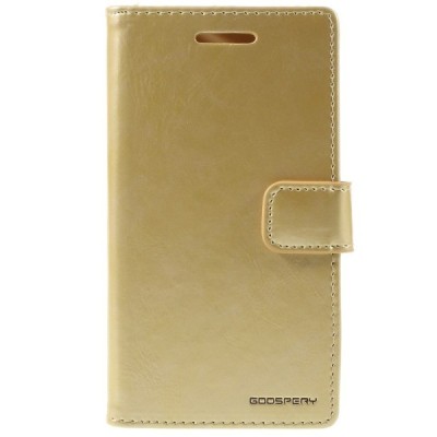 Mercury Blue Moon Samsung Galaxy J1 Ace (J110) atvērams zelta ādas maciņš / Vacins.lv