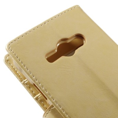 Mercury Blue Moon Samsung Galaxy J1 Ace (J110) atvērams zelta ādas maciņš / Vacins.lv