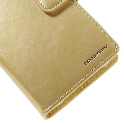 Mercury Blue Moon Samsung Galaxy J1 Ace (J110) atvērams zelta ādas maciņš / Vacins.lv