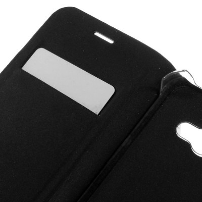 Samsung Galaxy J1 Ace (J110) melns atvēramais Smart Wallet ādas maciņš - maks / Vacins.lv