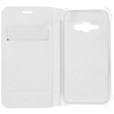 Samsung Galaxy J1 Ace (J110) balts atvēramais Smart Wallet ādas maciņš - maks / Vacins.lv