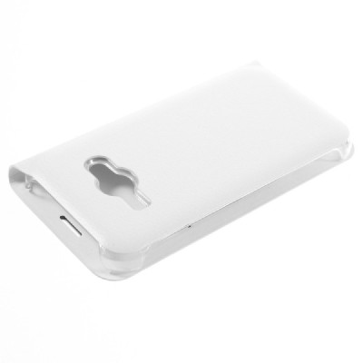 Samsung Galaxy J1 Ace (J110) balts atvēramais Smart Wallet ādas maciņš - maks / Vacins.lv