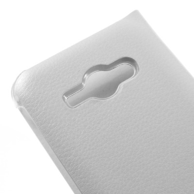 Samsung Galaxy J1 Ace (J110) balts atvēramais Smart Wallet ādas maciņš - maks / Vacins.lv