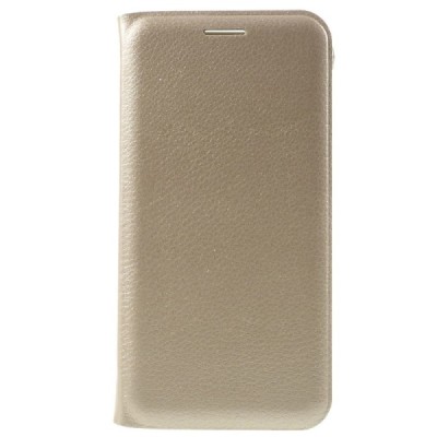 Samsung Galaxy J1 Ace (J110) zelta atvēramais Smart Wallet ādas maciņš - maks / Vacins.lv