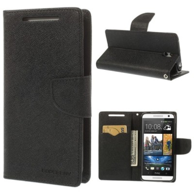 HTC Desire 610 Mercury juodas atverčiamas dėklas - piniginė / Priedai.lt