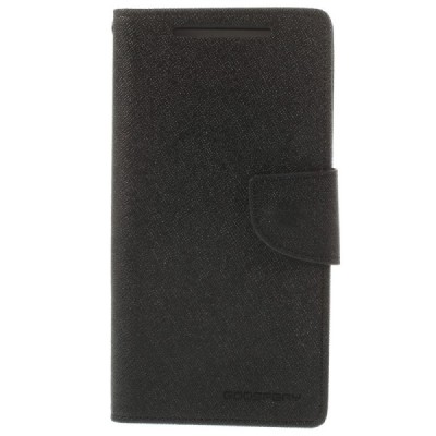 HTC Desire 610 Mercury juodas atverčiamas dėklas - piniginė / Priedai.lt