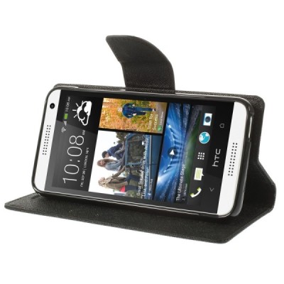 HTC Desire 610 Mercury juodas atverčiamas dėklas - piniginė / Priedai.lt
