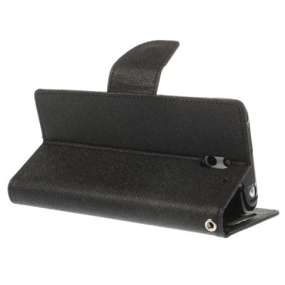 HTC Desire 610 Mercury juodas atverčiamas dėklas - piniginė / Priedai.lt