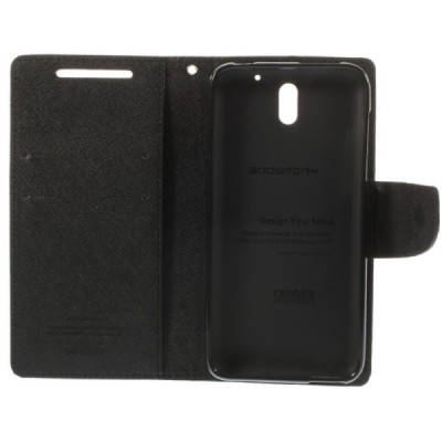 HTC Desire 610 Mercury juodas atverčiamas dėklas - piniginė / Priedai.lt