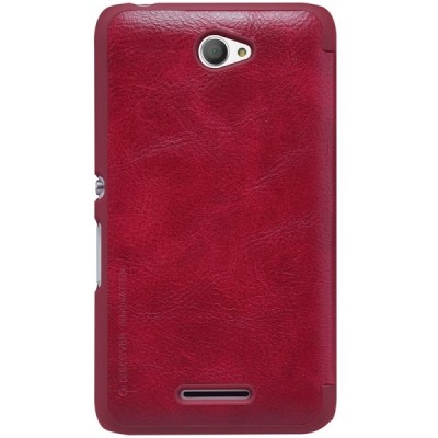 Prabangus „Nillkin“ Qin serijos raudonas odinis atverčiamas Sony Xperia E4 (Sony Xperia E4 Dual) dėklas / Priedai.lt