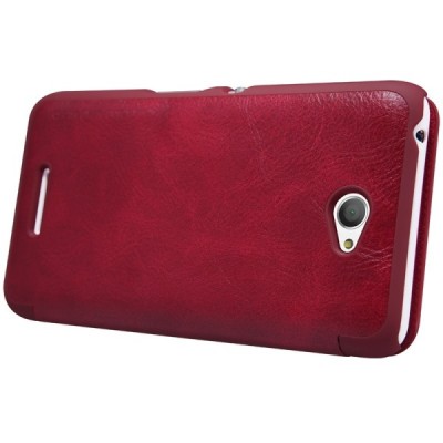 Prabangus „Nillkin“ Qin serijos raudonas odinis atverčiamas Sony Xperia E4 (Sony Xperia E4 Dual) dėklas / Priedai.lt