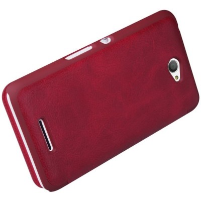 Prabangus „Nillkin“ Qin serijos raudonas odinis atverčiamas Sony Xperia E4 (Sony Xperia E4 Dual) dėklas / Priedai.lt