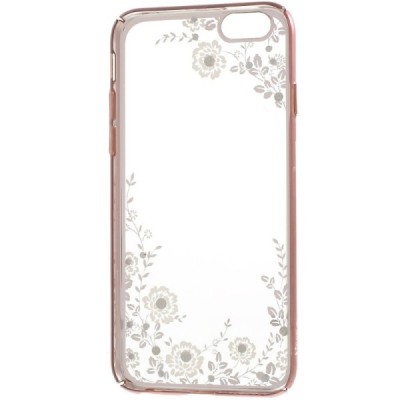 Apple iPhone 6S elegants „Kavaro“ Flowers dzidrs (caurspīdīgs) rozs plastmasas apvalks ar kristāliem / Vacins.lv