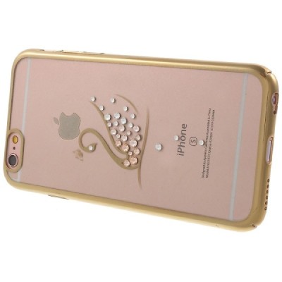 Apple iPhone 6 (6s) „Kavaro“ Swan plastikinis skaidrus permatomas auksinis dėklas su kristalais / Priedai.lt
