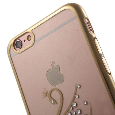 Apple iPhone 6 (6s) „Kavaro“ Swan plastikinis skaidrus permatomas auksinis dėklas su kristalais / Priedai.lt