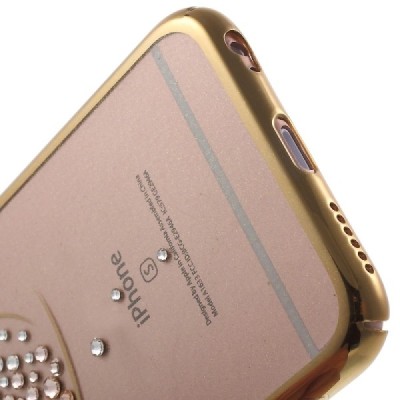 Apple iPhone 6 (6s) „Kavaro“ Swan plastikinis skaidrus permatomas auksinis dėklas su kristalais / Priedai.lt