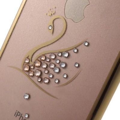 Apple iPhone 6 (6s) „Kavaro“ Swan plastikinis skaidrus permatomas auksinis dėklas su kristalais / Priedai.lt