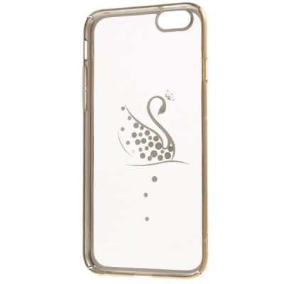 Apple iPhone 6 (6s) „Kavaro“ Swan plastikinis skaidrus permatomas auksinis dėklas su kristalais / Priedai.lt