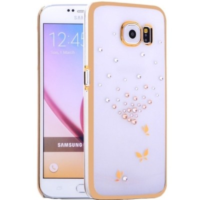 Samsung Galaxy S6 (G920) Kingxbar Crystal Icon Pro Butterfly Swarovski plastikinis skaidrus permatomas auksinis dėklas su krista