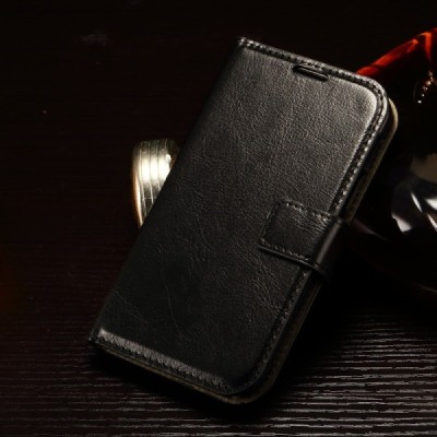 Samsung Galaxy Xcover 3 (G388) atvēramais ādas melns maciņš (maks) / Vacins.lv