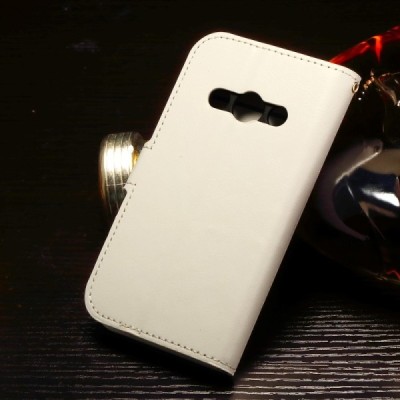 Samsung Galaxy Xcover 3 (G388) atvēramais ādas balts maciņš (maks) / Vacins.lv