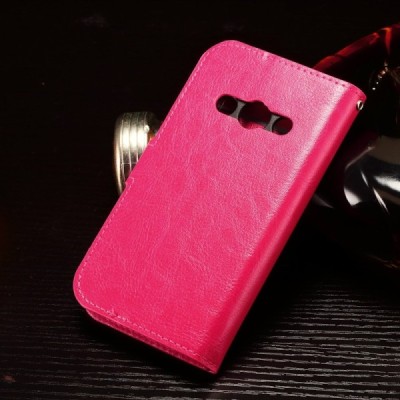 Samsung Galaxy Xcover 3 (G388) atvēramais ādas rozs maciņš (maks) / Vacins.lv