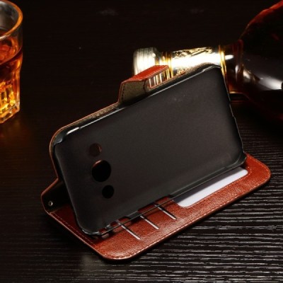 Samsung Galaxy Xcover 3 (G388) atvēramais ādas brūns maciņš (maks) / Vacins.lv