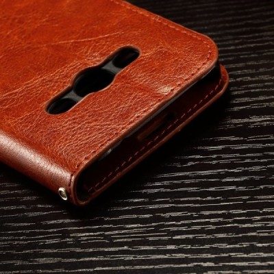 Samsung Galaxy Xcover 3 (G388) atvēramais ādas brūns maciņš (maks) / Vacins.lv