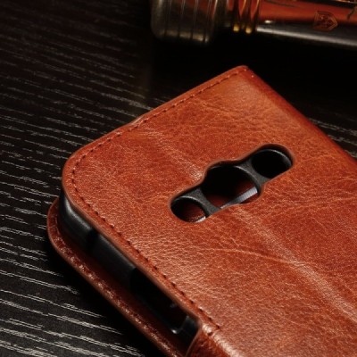 Samsung Galaxy Xcover 3 (G388) atvēramais ādas brūns maciņš (maks) / Vacins.lv