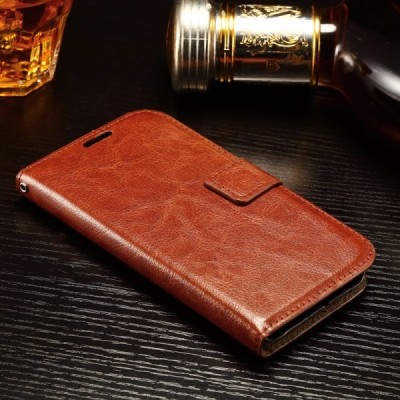 Samsung Galaxy Xcover 3 (G388) atvēramais ādas brūns maciņš (maks) / Vacins.lv