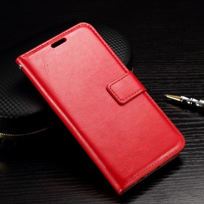 LG K10 (K420N) atverčiamas raudonas odinis dėklas - piniginė / Priedai.lt